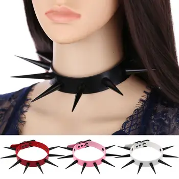 

Gothic Punk Choker Collar With Long 5.5cm Black Spikes Rivets Handmade Chocker Necklace