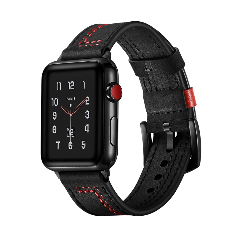 Ремешок из 100% натуральной кожи для apple watch 5 4 band 44 мм 40 42 38 iwatch series 5/4/3/2/1 аксессуары