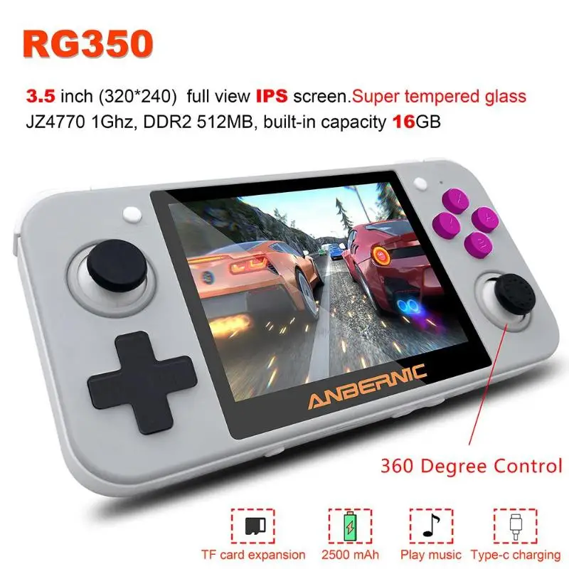 New Retro Game RG350 Video Game Handheld game console MINI 64 Bit 3.5 inch IPS Screen 16G+32G TF Game Player RG 350 PS1 Dropship