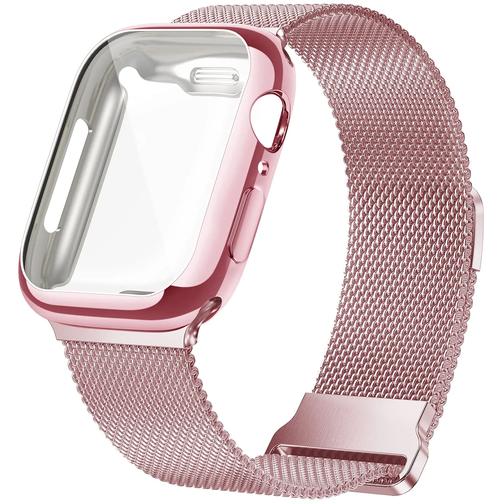 Чехол + ремешок для Apple Watch band 45 мм 41 40 44 Магнитный чехол с покрытием и из