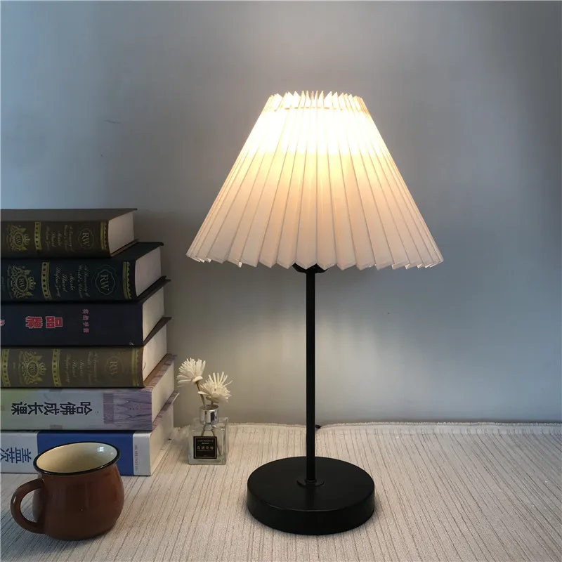 New Pleats Lampshade for Table Lamp Standing Floor Lamps Korean Style Pleated Lampshade Cute Desk Lamp Shade Bedroom Lamps E27
