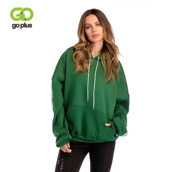 

GOPLUS Winter Oversized Women's Sweatshirt Batwing Long Sleeve Pullover Hoodies with Hood Pockets Streetwear Bluzy Damskie C8199