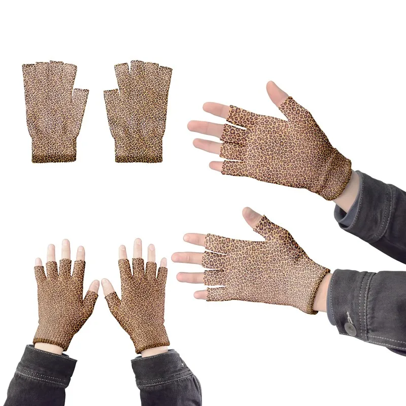 Women Leopard Gloves Fashion Elastic Five Fingers Gloves Men's Outdoor Fingerless Party Touch Screen Guantes cycling gloves fingerless gloves fishing gloves sports gloves tactical gloves half finger gloves compression gloves warm gloves sunscreen gloves fingerless gym gloves