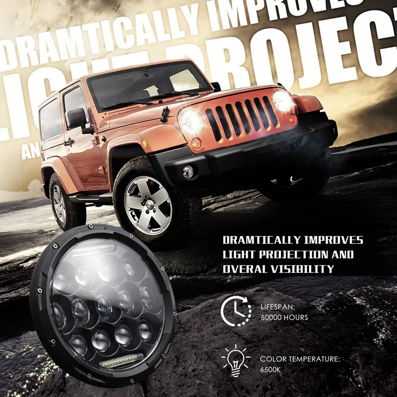 Для Jeep Jk Tj Suzuki Samurai Sj410 7 дюймов светодиодные фары Hi/Lo луч Drl налобный фонарь