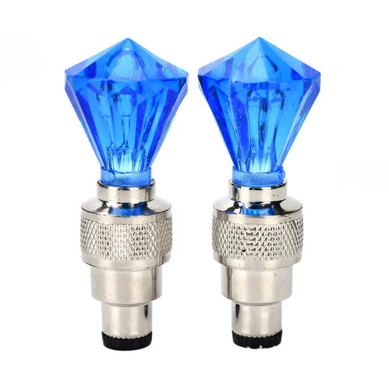 

1Pcs Bicycle Light With No Battery LED Diamond Shape Tyre Tire Valve Caps Wheel Spokes Lights Colorful Safety Warning Lamp