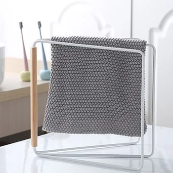 

Japanese Style Wood Iron Towel Vertical Storage Rack Folding Holder Dishcloth Shelf Kitchen Towel Drain Rack