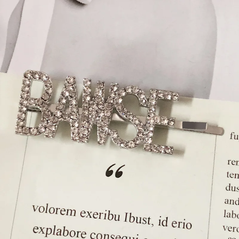 BAWSE Silver 1 шт., заколки для волос с кристаллами и буквами, стразы, заколки для волос, заколки для волос, инструменты для укладки волос, аксессуары, ювелирный подарок - Цвет: BAWSE Silver