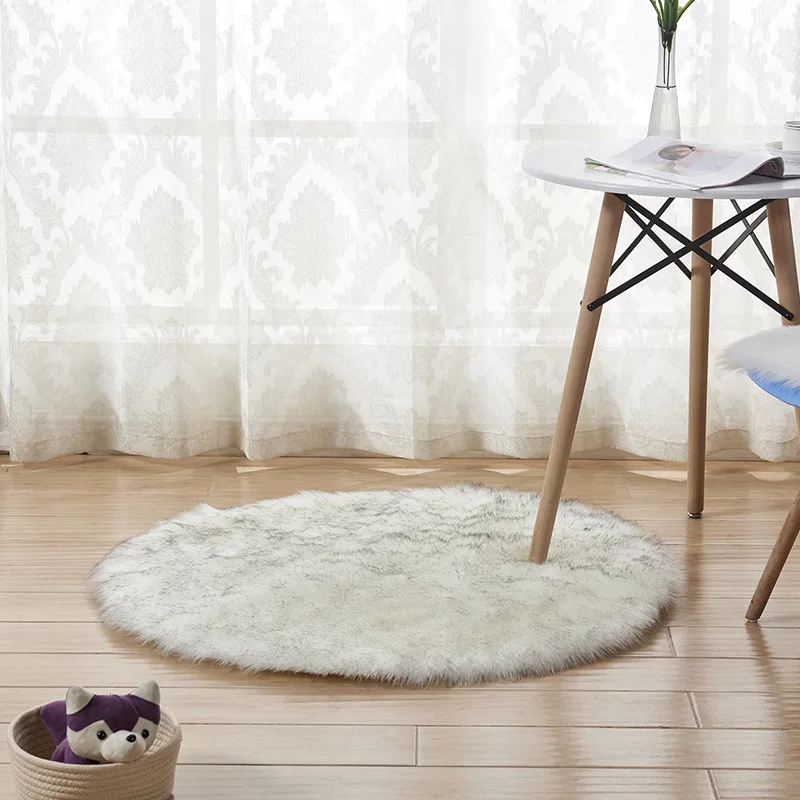 Пушистый скандинавский круглый ковер ковры для современной гостиной мех мохнатый сплошной цвет INS стиль подвесная корзина ковер для девочек - Цвет: 5