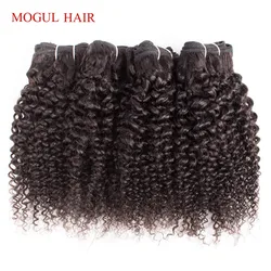MOGUL HAIR 4/6 Bundles 50g/pc Kinky Curly Natural Color Can be Dyed Remy Human Hair Weave Extension 10 12 inch Short Bob Style