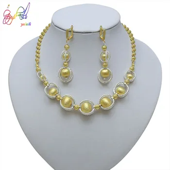 

Yulaili 2019 New Fashion African Bead Pendant Charm Necklaces Earrings Rhinestone Nigeria Wedding Bridal Dubai Jewelry Sets