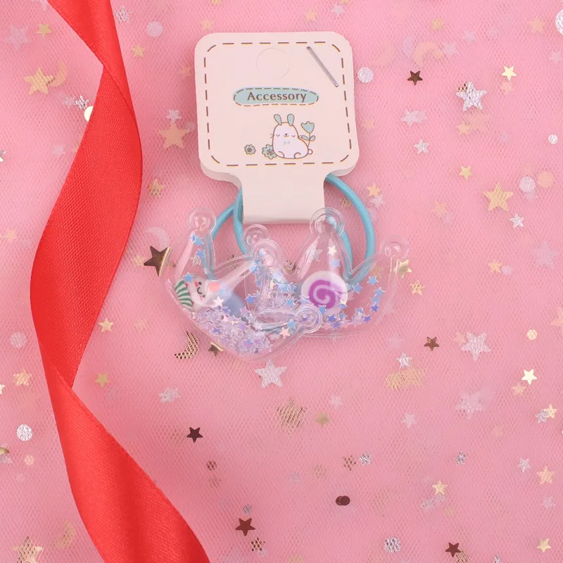 light blue Новые пластиковые зыбучие пески Милые шляпки короны для детей эластичные ленты для волос Детские хвост держатель головной канат для волос аксессуары для волос для девочек 2 шт./лот - Цвет: light blue