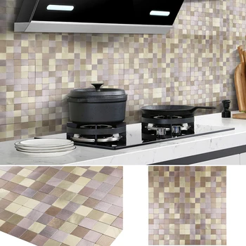 

Self Adhesive Metal Backsplash Tile Sticker Aluminum Peel and Stick Wall stickers for Kitchen Bathroom Mosaic Subway Decoration