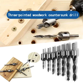 

7pcs/set High Quality HSS 5 Flute Countersink Drill Bit Set 4241 Screw Woodworking Chamfer Tool 3-10mm New