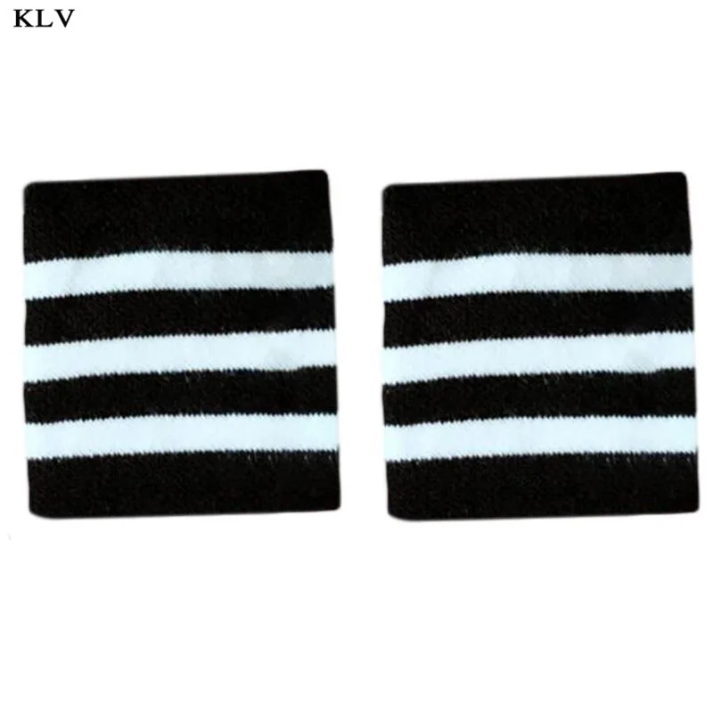 M 2Pcs/Pair Adult Kids Running Sports Sweatband Hip-Hop Letters Colored Striped Dancing Wrist Support Brace Wraps Guards - Цвет: M