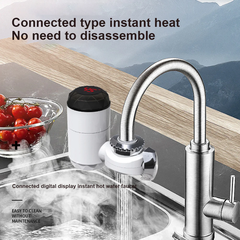 Grifo de agua con calefacción eléctrica instantánea para cocina, calentador de agua eléctrico con pantalla LCD de temperatura para Baño