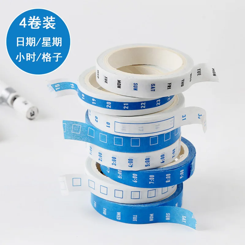 4 unids/lote horario controles semana números tiempo cuadros conjunto de cintas Washi de Scrapbooking etiqueta adhesiva cinta Kawaii Papeleria de suministros de oficina