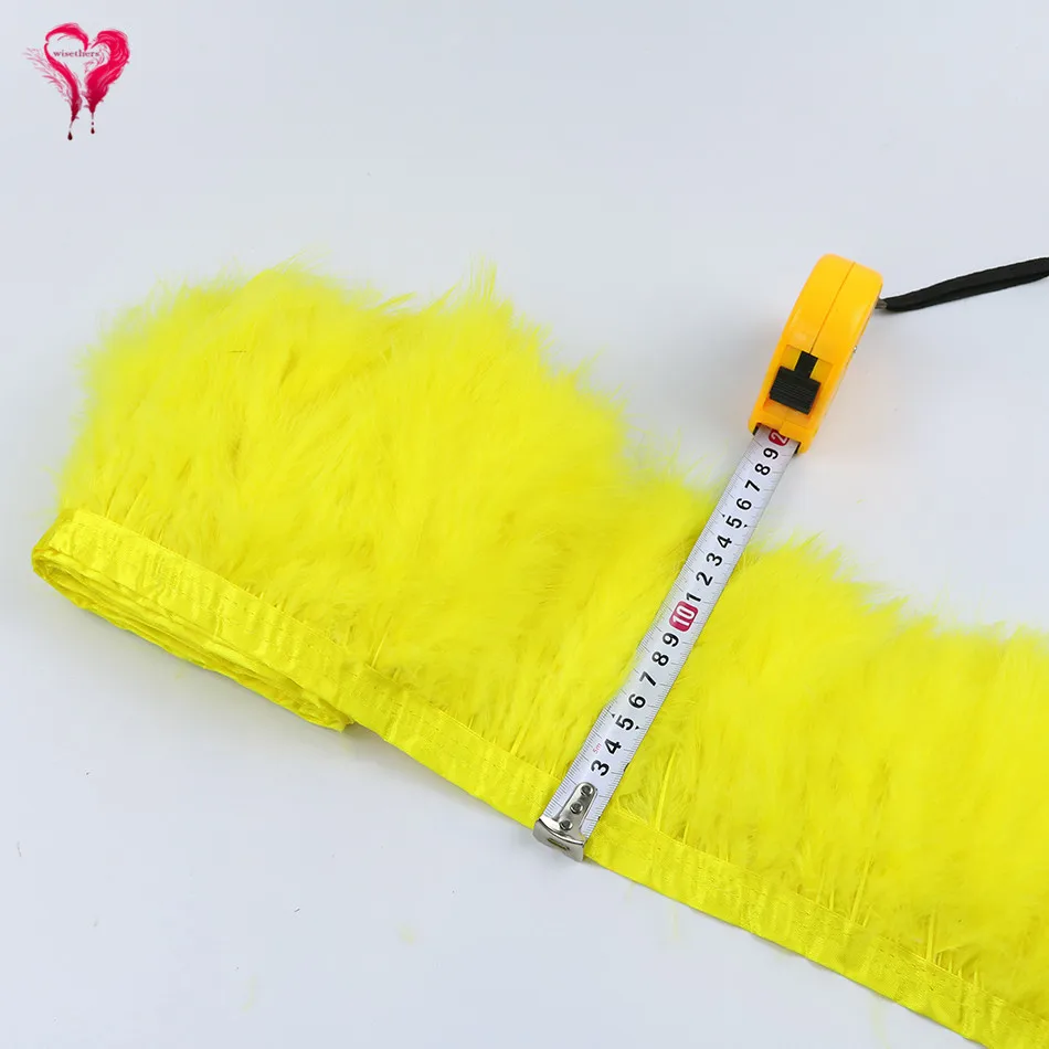 Пушистое перо индейки ленты Marabou планки для DIY ремесло карнавал одежда аксессуары 6-8 дюймов свадебное платье украшения - Цвет: Цвет: желтый