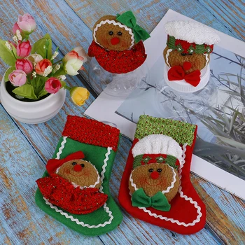 

New Hot Cute Christmas Candy Storage Box Jar Bottle Gingerbread Man Xmas Home Decoration Stockings Gift Holders