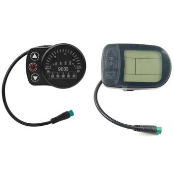 

SEWS-2 Pcs E-Bike LED Display Meter Waterproof Connector Display Code Table Universal 24V/36V/48V KT-900S & KT LCD5