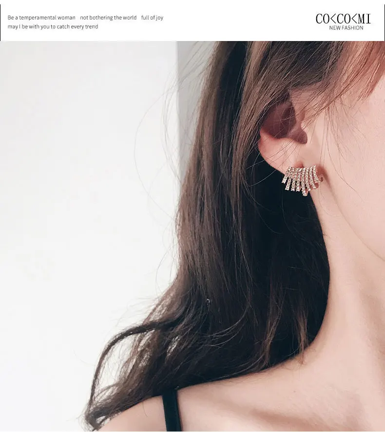2021New Trend Gold Metal Inlaid With Diamonds Stud Earrings For Women Korean Fashion Women Earrings Party Classic Jewelry Gifts