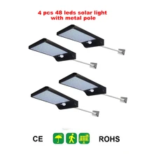 2/4pcs 48 LED Solar Power Street Light PIR Motion Sensor Lamps Waterproof Wall Light Outdoor Street Garden Security Light securi