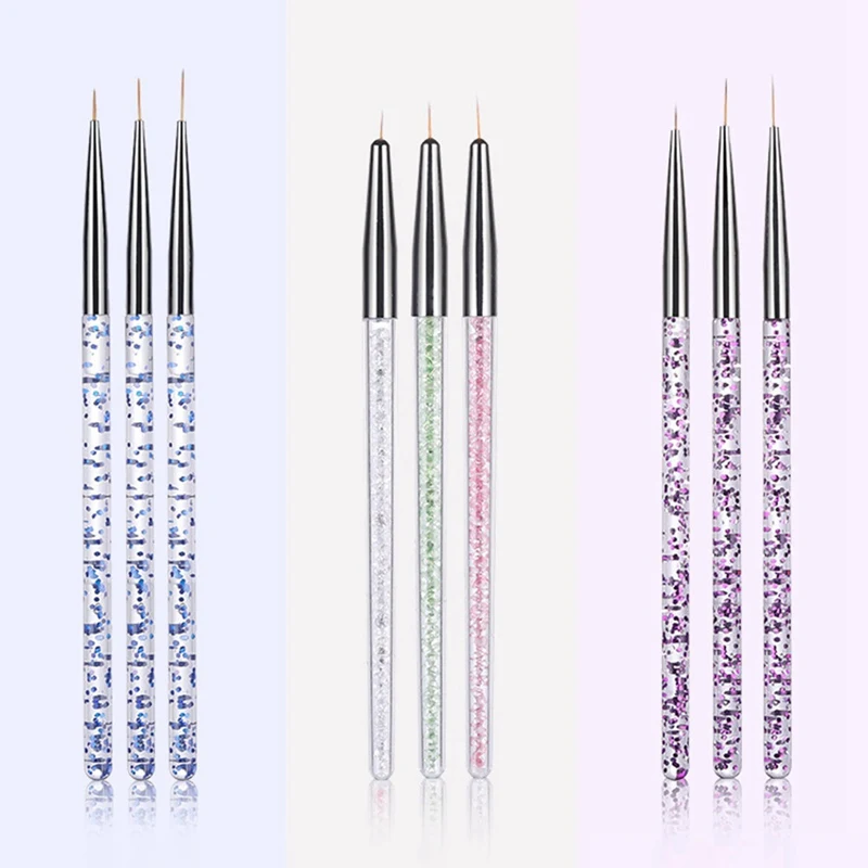 

New Nail Pull Pen 3Pcs/Set Sequins Drill Pen Strokes Pen Carved Pen Painting Line Hook Line Pen Super Fine Flower Pen