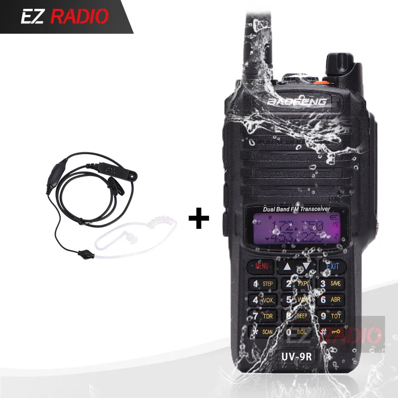 Baofeng 8 W радио UV-9R Водонепроницаемый IP67 Walkie Talkie 10 км Baofeng UV-XR GT-3WP UV-5S UV-5R WP Long Range радио для охоты - Цвет: Add Acoustic Headset