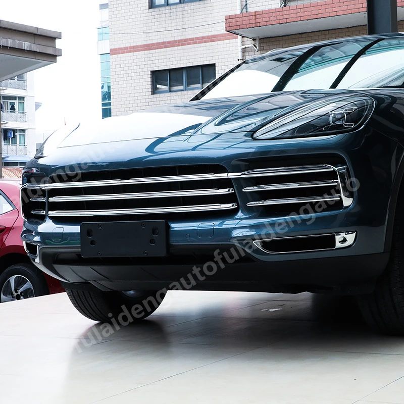 7 шт. для Porsche Cayenne- передняя решетка из нержавеющей стали гриль декоративная отделка автомобильные аксессуары