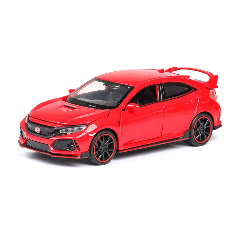 Модель литья под давлением автомобиля Honda Civic Тип R 1:32 из металлического сплава моделирование откатные автомобили огни Игрушки транспортные средства для детей Подарки для детей - Цвет: With base