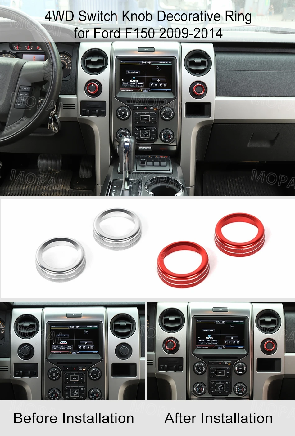 MOPAI для Ford F150 2009- Автомобильный четырехколесный привод 4WD переключатель ручка декоративное кольцо аксессуары для Ford F150 Raptor 2009