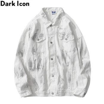 

DARK ICON Reflective Denim Jackets Men Turn-down Collar Streetwear Men's Jackets Jeans Jacket Man