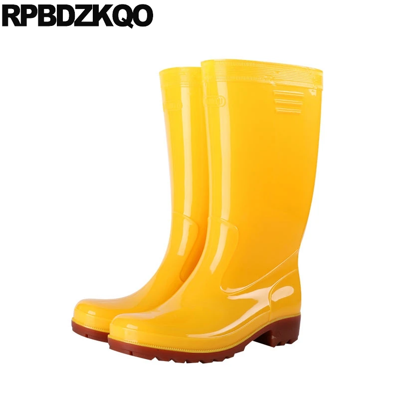 White Yellow Autumn Rubber Fishing Boots Men Rain Shoes Tall Black  Comfortable Fall Slip On Waterproof 2021 Knee High Cheap