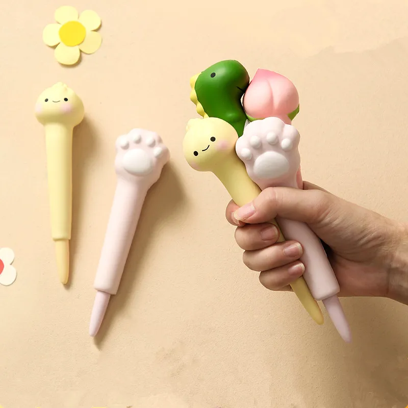 

Cute Cat Claw Cartoon Decompression Gel Pen Ballpoint Pen 0.5mm Straight Liquid Black Pen Full Needle Ink Pen Writing Stationery