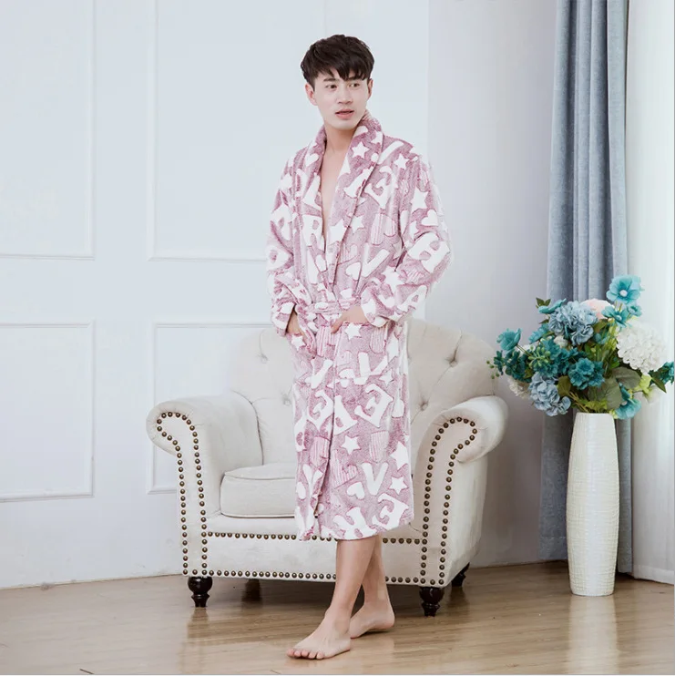 Мягкий теплый зимний фланелевый Халат, одежда для сна, плотное кимоно для влюбленных, халат, Женская Повседневная Домашняя одежда, Цветочная Пижама, домашняя одежда - Цвет: A16