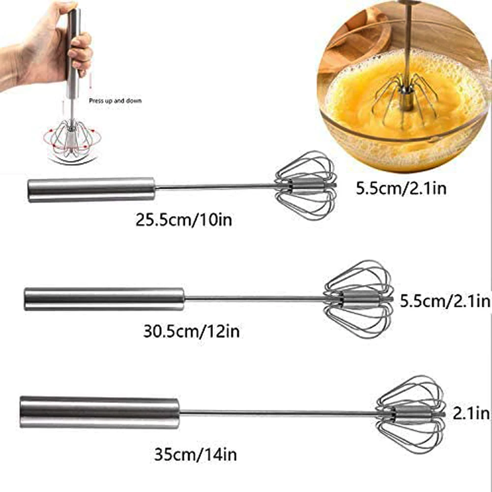 Semi-automatic Mixer Egg Beater Manual Self Turning 304 Stainless Steel Whisk Hand Blender Egg Cream Stirring Kitchen Tools