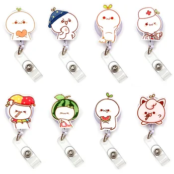 

Grass On Head White Boy Clown Retractable Creative Card Holder Badge Reel Nurse Exhibition Enfermera Girl Name Card Chest Boy