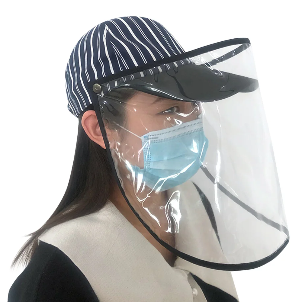 

Anti-Saliva Transparent Protective Cap Anti-Fog Stripe Hat Isolation Face Cover Removable Mask Cap Anti-Bacterial Baseball Cap