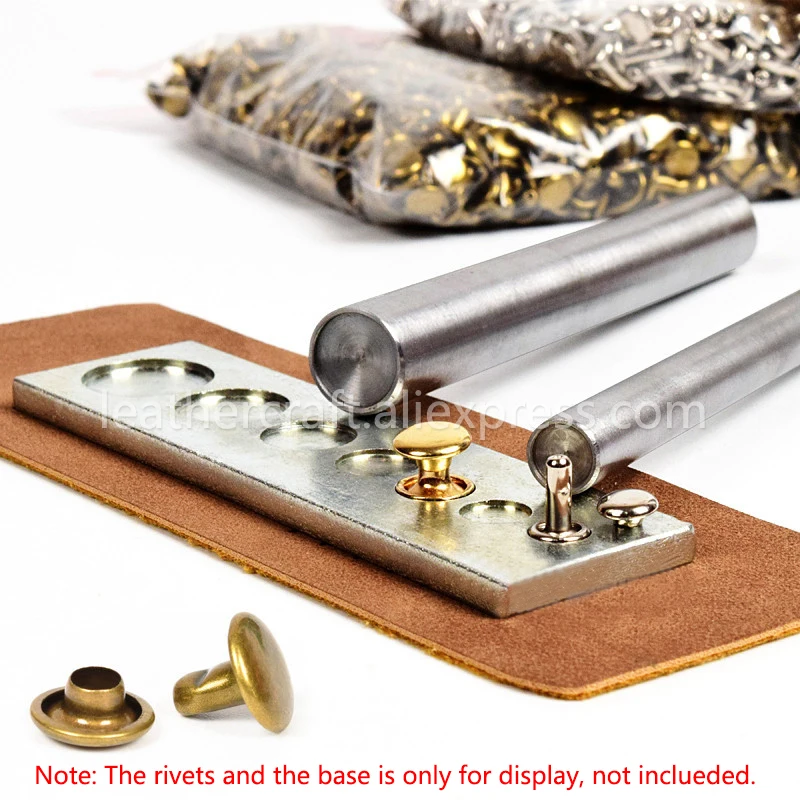 Description Picture 3 of itemDouble cap rivets setting tool single cap snap rivet punch setter hand tool Steel spike studs for leather craft garment shoe DIY