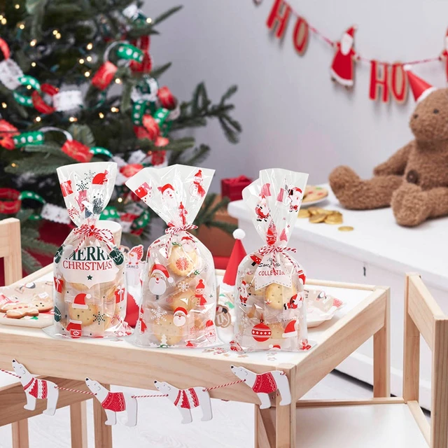 Sachets en PVC pour arbre de noël avec père noël, sachets