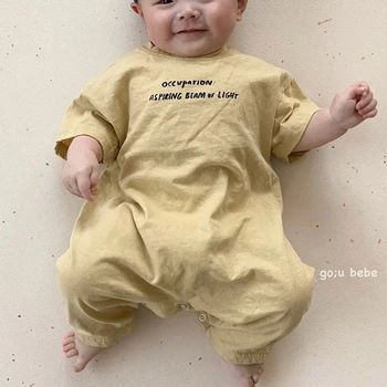 

2020 New Newborn Clothes Loose Style Toddler Baby Girls Boys Romper Short Sleeve Baby Jumpsuits Letter Print Baby Girls Clothes