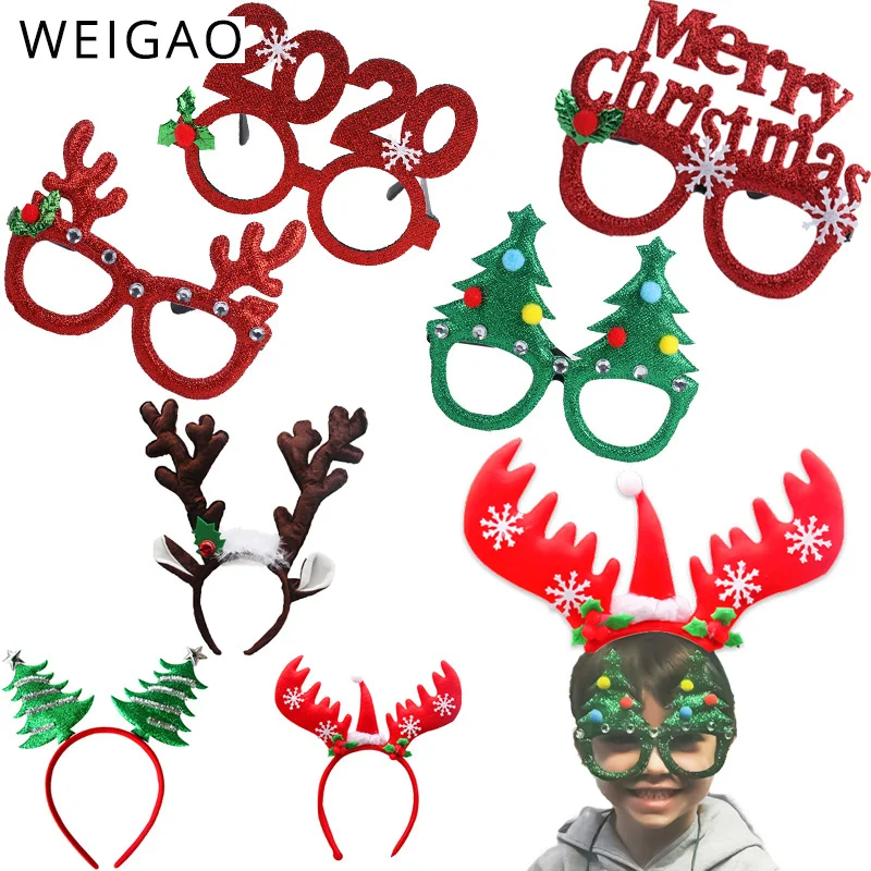 

1pc Reindeer Antler Headband Headwear Merry Christmas Glasses 2020 Glasses for Children Christmas Costume Xmas Party Photo Props