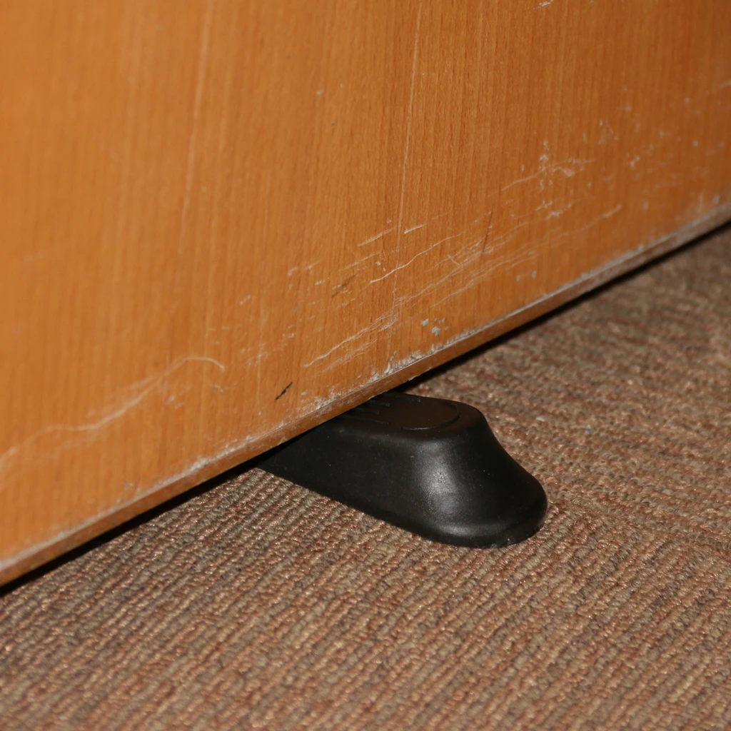 5PCS Black Door Stops Stoppers Wedges Jam Block Holder Cather Home Office
