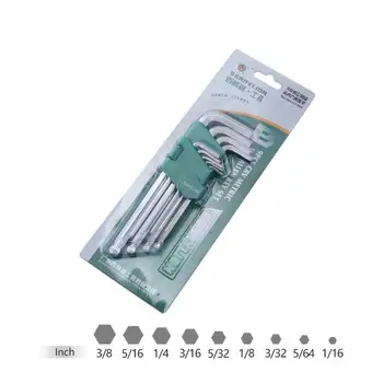 

9pcs Crv Ball Point Hex Allen Key Set Wrench Cycling Repair Tool Kit Spanner Repair Bicycle Hand Tool 1/16 -3/8 inch