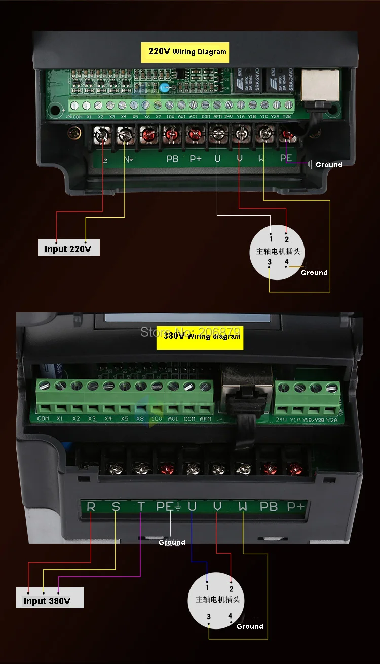 13A 5.5KW VFD переменный преобразователь частоты 1P вход 3 выход 220V или 380V для ЧПУ шпинделя двигателя HL-3000-4055-T