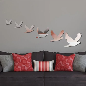 

6Pcs DIY Acrylic 3D Peace Pigeon Mirror Wall Sticker For Living Room Background Wall Decor Art Decals Wallpaper Murals Removable