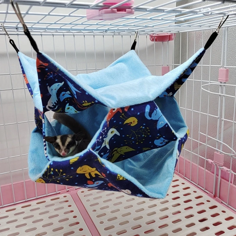

Hamster Hammock Hanging 3 Tier Sleeping Bed Nap Hideouts Parrot Cage Accessories R9JC
