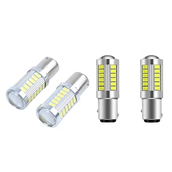 

2 Pcs 12V BA15S P21W 1156 LED Car Backup Reverse Light White Bulb 33-SMD 5630 5730 & 2 Pcs Super Bright Led 1157 Led Light Bulb