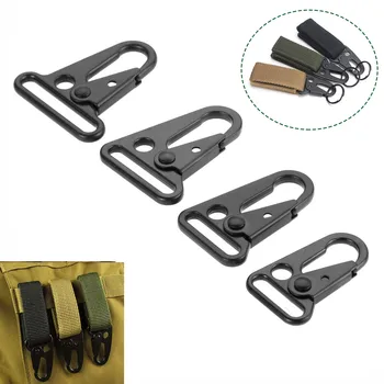 2pcs 웨빙 훅 Carabiners 슬링 클립 스프링 스냅 행거 부착 벨트 솔리드 메탈 내구성 다기능 캠핑 하이킹