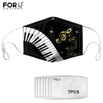

Piano Keyboard Design PM2.5 Mask with 7pcs Carbon Filter Women/Men/Kids Mouth-Muffle Music Notes Face Mask Filter Anti Dust