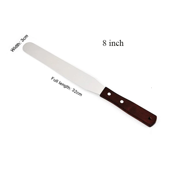 4/6/8/10 inch Stainless Steel Cake Spatula Butter Cream Icing Frosting Knife Smoother Kitchen Pastry Cake Decoration Tools - Цвет: Straight 8 inch